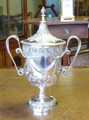 Silver Twin Handled Cup & Cover